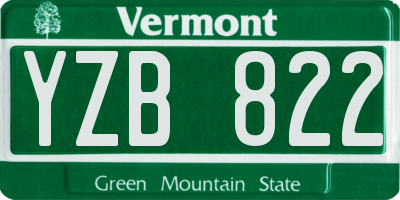 VT license plate YZB822