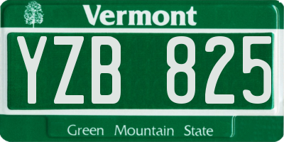 VT license plate YZB825