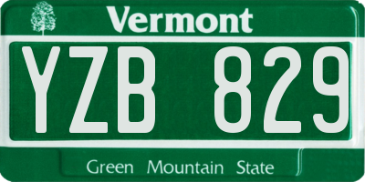 VT license plate YZB829