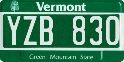 VT license plate YZB830