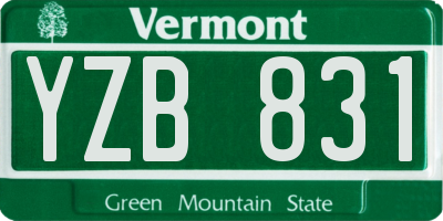 VT license plate YZB831