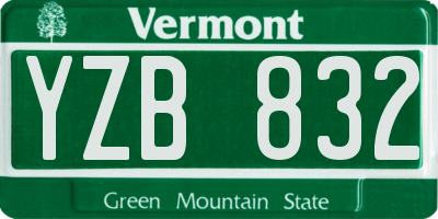 VT license plate YZB832