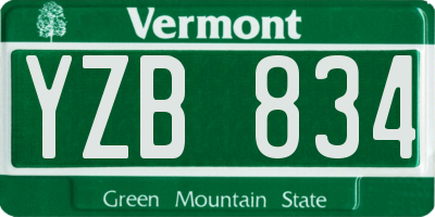 VT license plate YZB834