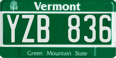 VT license plate YZB836