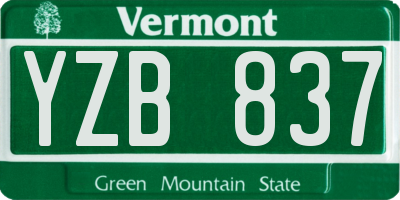 VT license plate YZB837