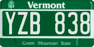 VT license plate YZB838