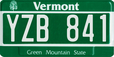 VT license plate YZB841