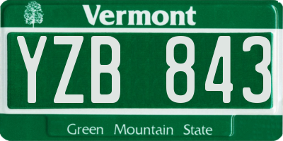VT license plate YZB843