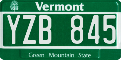 VT license plate YZB845