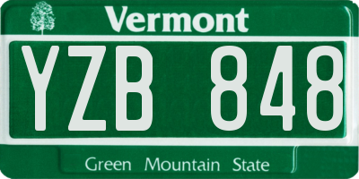 VT license plate YZB848