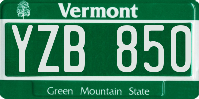 VT license plate YZB850