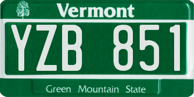 VT license plate YZB851