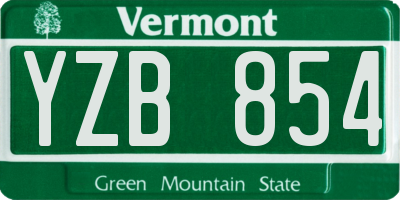 VT license plate YZB854