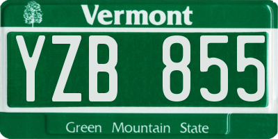 VT license plate YZB855