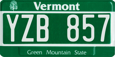 VT license plate YZB857