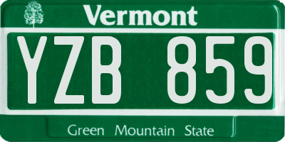 VT license plate YZB859