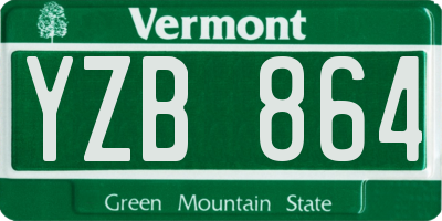 VT license plate YZB864