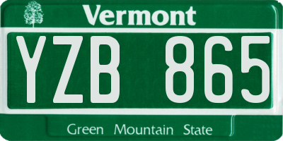 VT license plate YZB865