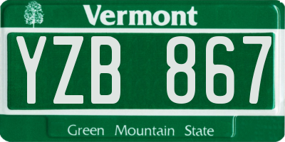 VT license plate YZB867