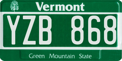 VT license plate YZB868