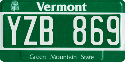 VT license plate YZB869