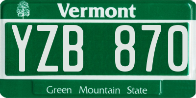 VT license plate YZB870