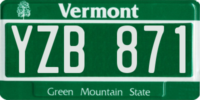 VT license plate YZB871