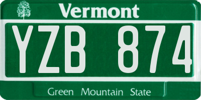 VT license plate YZB874