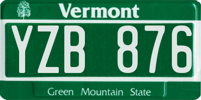 VT license plate YZB876