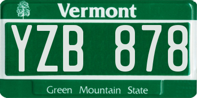 VT license plate YZB878