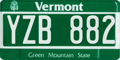 VT license plate YZB882