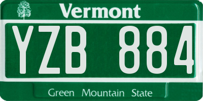 VT license plate YZB884
