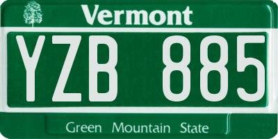 VT license plate YZB885