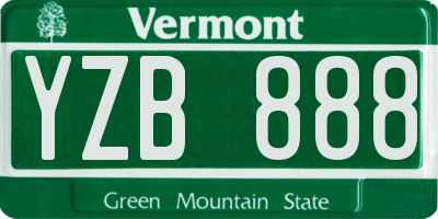VT license plate YZB888
