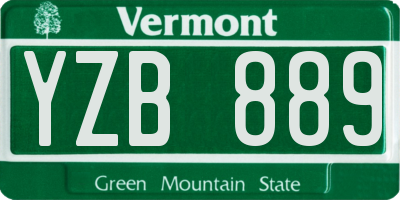 VT license plate YZB889