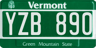 VT license plate YZB890