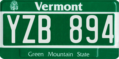 VT license plate YZB894