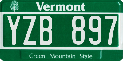 VT license plate YZB897