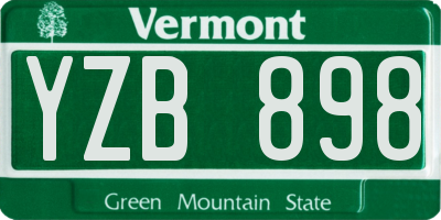 VT license plate YZB898