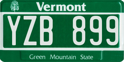 VT license plate YZB899