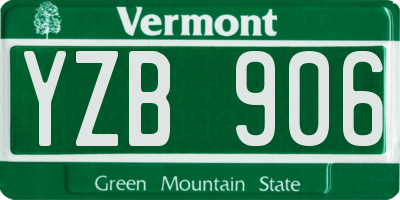 VT license plate YZB906
