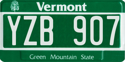 VT license plate YZB907