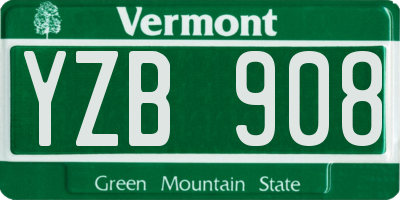 VT license plate YZB908