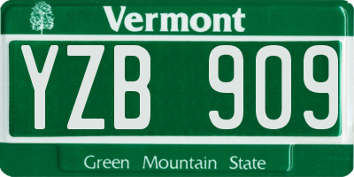 VT license plate YZB909
