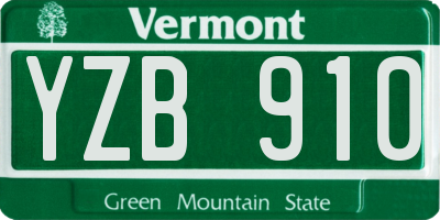VT license plate YZB910