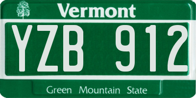VT license plate YZB912