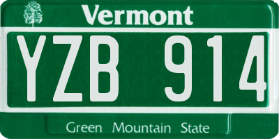 VT license plate YZB914