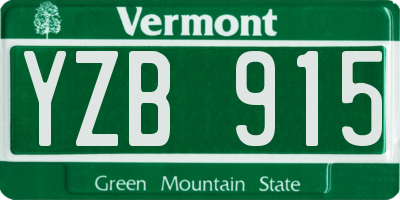 VT license plate YZB915
