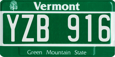 VT license plate YZB916