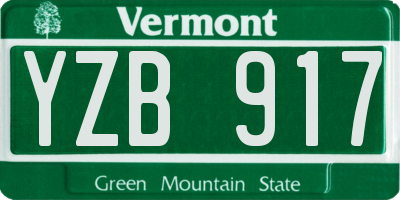 VT license plate YZB917